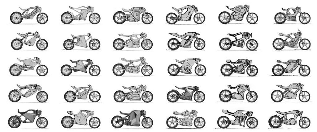摩托车设计绘图, 电动摩托车 侧视图设计